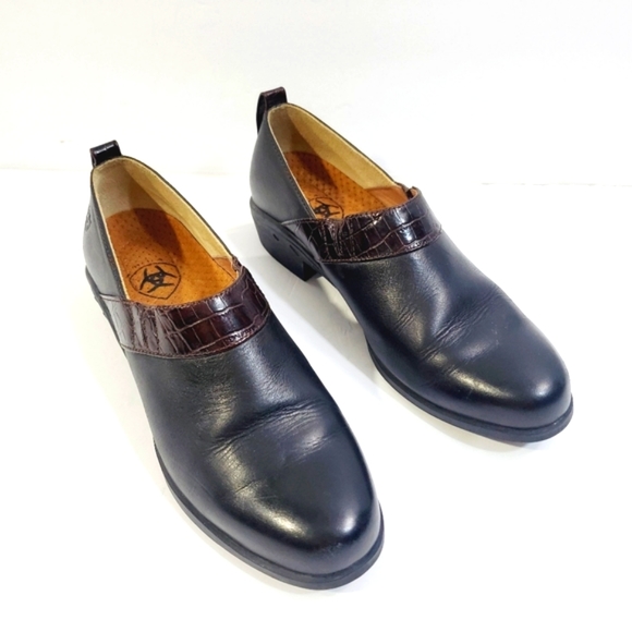 Ariat Shoes - ARIAT womens black brown leather expert Clogs slip on shoes size 9b